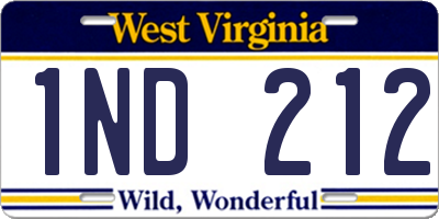 WV license plate 1ND212