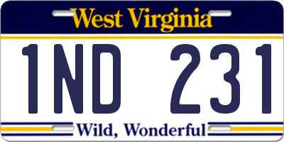 WV license plate 1ND231