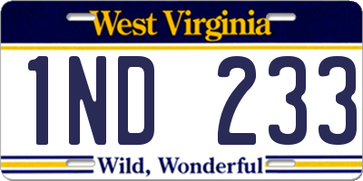 WV license plate 1ND233
