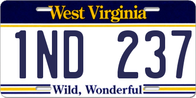 WV license plate 1ND237