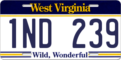 WV license plate 1ND239