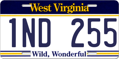 WV license plate 1ND255