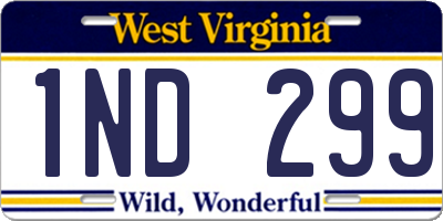 WV license plate 1ND299
