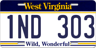 WV license plate 1ND303