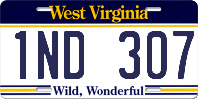 WV license plate 1ND307