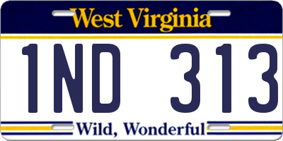 WV license plate 1ND313