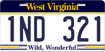 WV license plate 1ND321