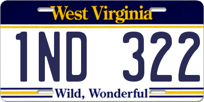WV license plate 1ND322