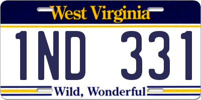 WV license plate 1ND331