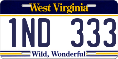 WV license plate 1ND333