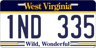 WV license plate 1ND335