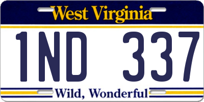 WV license plate 1ND337