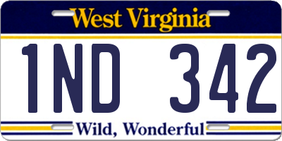 WV license plate 1ND342