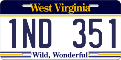 WV license plate 1ND351