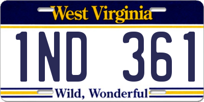 WV license plate 1ND361