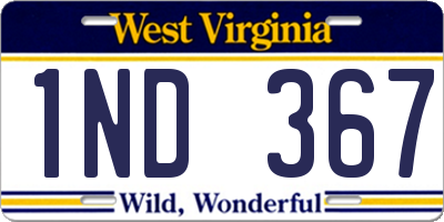 WV license plate 1ND367