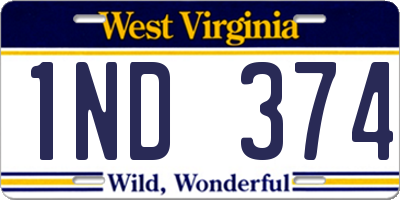 WV license plate 1ND374