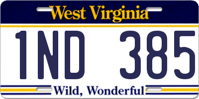 WV license plate 1ND385