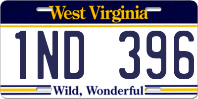 WV license plate 1ND396