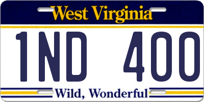 WV license plate 1ND400