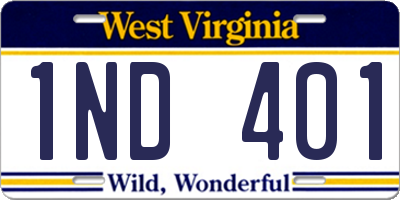 WV license plate 1ND401