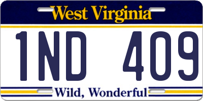 WV license plate 1ND409