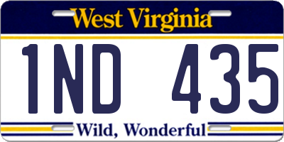 WV license plate 1ND435