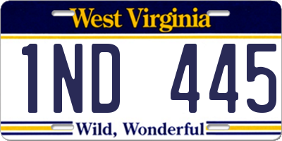 WV license plate 1ND445
