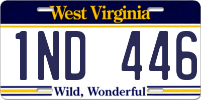 WV license plate 1ND446