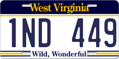 WV license plate 1ND449