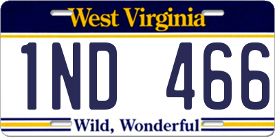 WV license plate 1ND466