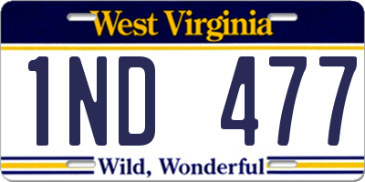 WV license plate 1ND477