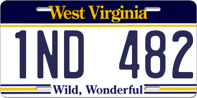 WV license plate 1ND482