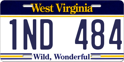 WV license plate 1ND484