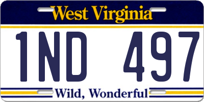 WV license plate 1ND497