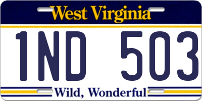 WV license plate 1ND503