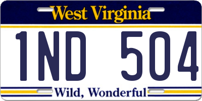 WV license plate 1ND504