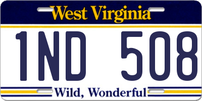 WV license plate 1ND508
