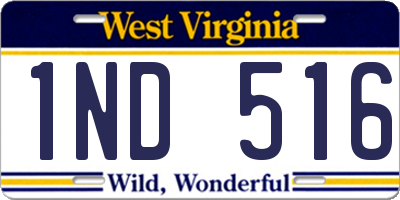 WV license plate 1ND516