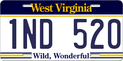 WV license plate 1ND520