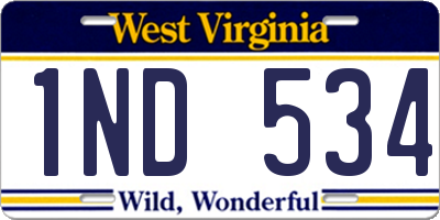 WV license plate 1ND534
