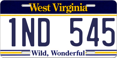 WV license plate 1ND545