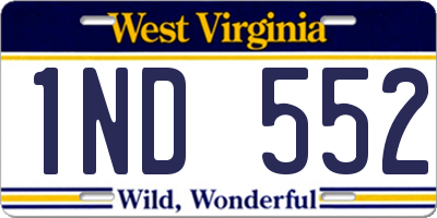 WV license plate 1ND552