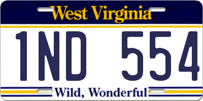 WV license plate 1ND554