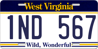 WV license plate 1ND567