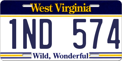 WV license plate 1ND574