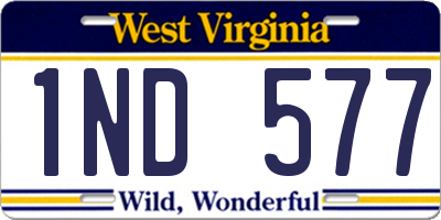 WV license plate 1ND577