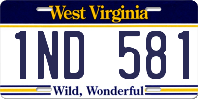 WV license plate 1ND581