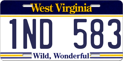 WV license plate 1ND583