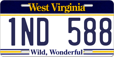 WV license plate 1ND588